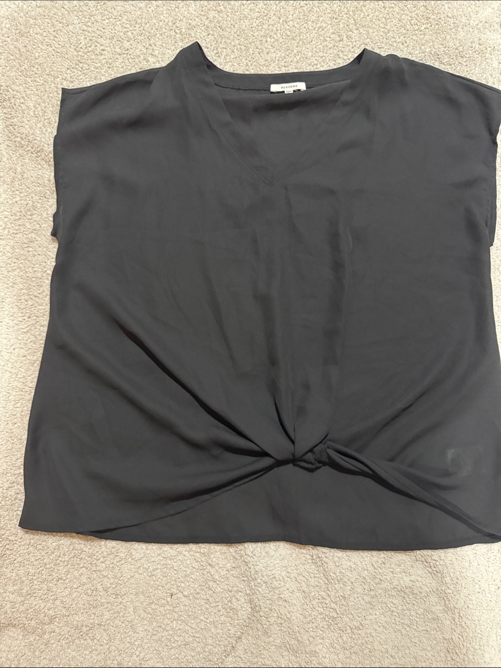 Pleione Black Twist-Front Sleeveless Crop Top